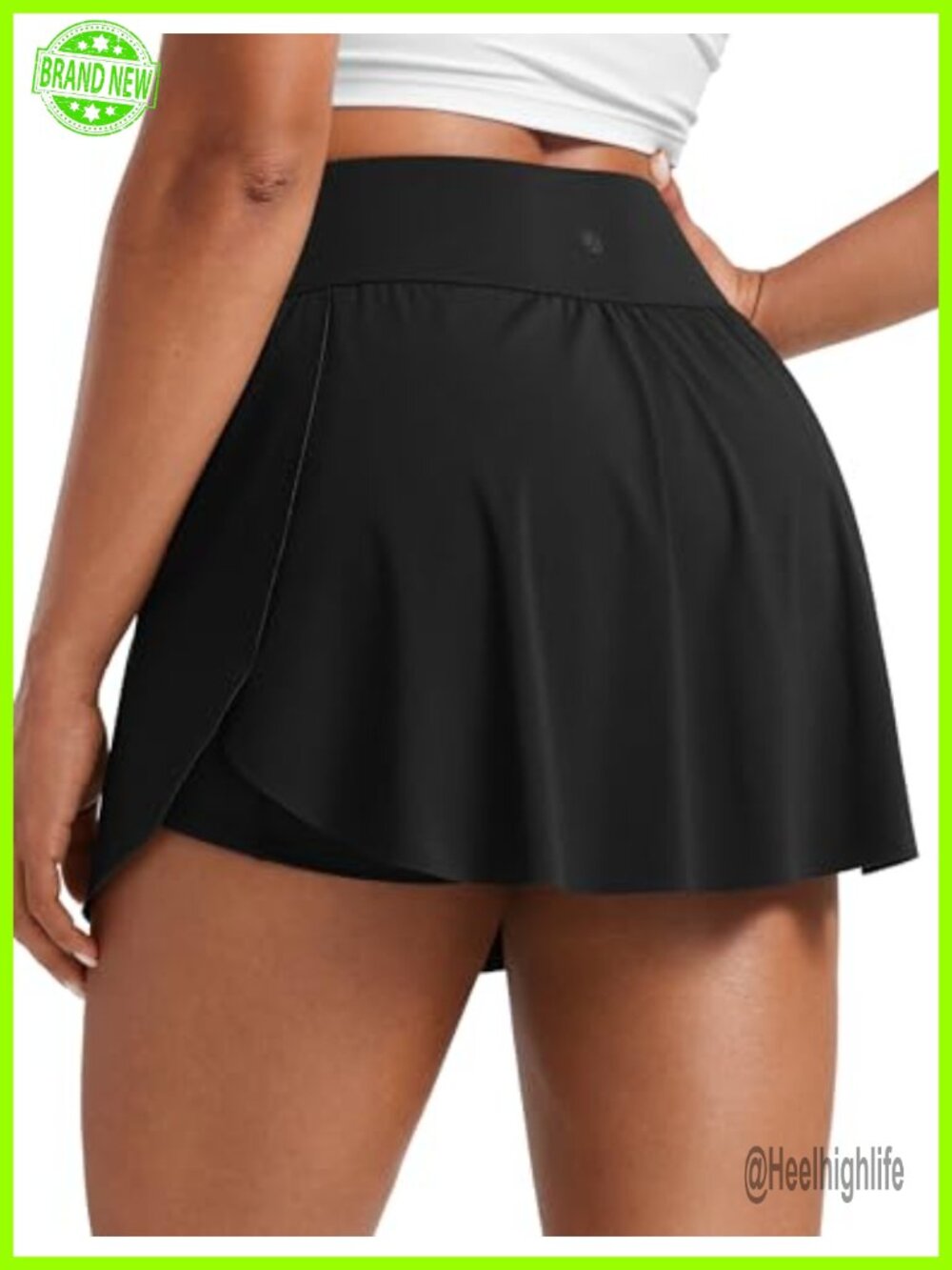 High Waisted Tennis Skort Side Slit Built-in Shorts Pockets